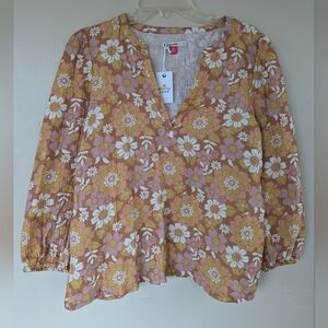 NWT! Marine Layer Printed Jamie Banded Collar Top, Wallpaper Floral (SIZE S)
